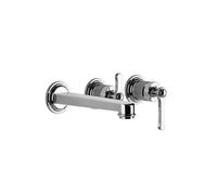Gessi Venti20 Set de finition Mitigeur monocommandé pour bain, avec bec, cartouche de déviation à 2 voies, saillie 209mm, montage mural, 65042031, Couleur: chrome