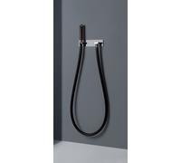 Gessi Water Tube Kneipp, tuyau Kneipp noir, douchette en bois, version avec support de douche et coude de raccordement mural, 32961710, Couleur: Laiton PVD