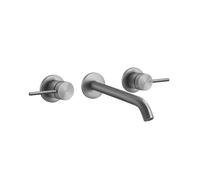 Gessi316 Cesello kit prêt-à-poser, pour mitigeur de lavabo mural 2 mains, bec fixe, bec 200-180 mm, sans garniture découlement à tirant, 54494707, Couleur: Métal noir brossé PVD