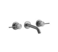 Gessi316 Cesello set prêt à poser, pour mitigeur de lavabo mural à 2 mains, bec fixe, bec 146-126 mm, sans garniture découlement, 54492239, Couleur: Acier inoxydable brossé mat