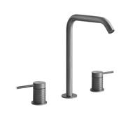 Gessi316 Meccanica Mélangeur lavabo 3 trous avec bec H=230 mm x saillie 156 mm, tuyau de raccordement 3/8 sans vidange, 54211707, Couleur: Métal noir brossé PVD