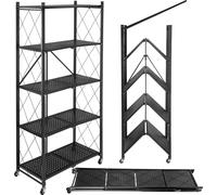 GESTEL étagère pliante 5 niveaux noire sur roulettes