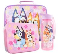 Get Trend Bluey Sac Isotherme Repas Enfant Set, 3 Pcs Sac Repas Isotherme, Bento Lunch Box et Gourde Sans BPA, Robuste Fermeture Eclair, Poignée et Porte Bouteille, Cadeau Fille (Rose/Multi Bluey)