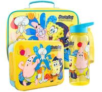 Get Trend Bob l'éponge Sac Isotherme Repas Enfant Set, 3 Pièces Lunch Bag Isotherme 5L, Bento Boite Repas 2L et BPA Gourde avec Paille 640 ml (Multi SpongeBob)