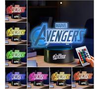 Get Trend Disney Avengers Veilleuse LED, Lampe USB Pile, 16 Couleurs & 4 Modes, Table de Chevet et Bureau Lampe avec Luminosité Réglable (Multi Avengers)