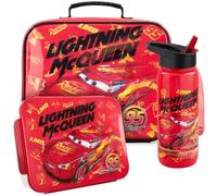Get Trend Disney Cars Sac Isotherme Repas Enfant Set, 3 Pcs Bento Lunch Box, Lunch Bag Isotherme et Gourde Sans BPA, Fermeture Eclair, Poignée et Porte Bouteille, Cadeau Garcon (Red/Multi Cars)