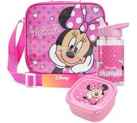Get Trend Disney Minnie Mouse Set Repas Enfant 3 Pièces Sac Isotherme avec Sangle Boîte à Goûter Gourde 400ml Sans BPA École Pique nique (Minnie Mouse)