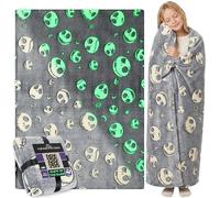 Get Trend Disney Nightmare Before Christmas Couverture Lumineuse Enfant Adulte 130x150cm, Plaid Polaire Doux, Brille dans Le Noir après Exposition à la Lumière (Noir NBC)