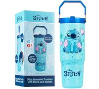 Get Trend Disney Stitch Gobelet Isotherme avec Paille et Poignée 850ml, Acier Inoxydable Mug Isotherme Cafe 12H Froid et 5H Chaud, Sans BPA Gourde Sport, Bureau ou Travel (Bleu Stitch)