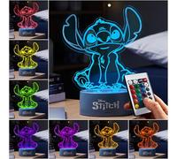 Get Trend Disney Stitch Veilleuse LED, Lampe USB Pile, 16 Couleurs & 4 Modes, Table de Chevet et Bureau Lamp avec Luminosité Réglable (Multi Stitch)
