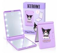 Get Trend Hello Kitty Kuromi Compact LED 2X Miroir Grossissant | Petit et Pliable Double Face Miroir de Poche, Mirroir Portable pour Sac à Main Voyage (Violet Kuromi)