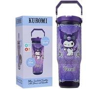 Get Trend Hello Kitty Kuromi Gobelet Isotherme avec Paille et Poignée 850ml, Acier Inoxydable Mug Isotherme Cafe 12H Froid et 5H Chaud, Sans BPA Gourde Sport, Bureau ou Travel (Violet Kuromi)