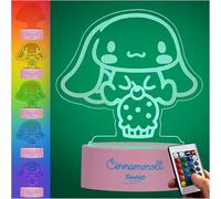 Get Trend Hello Kitty Sanrio Lampe de Chevet LED Kawaii, Kuromi Cinnamoroll, Alimentation USB et Piles, 16 Couleurs et 4 Modes, Décoration Chambre (Multi Cinnamoroll)