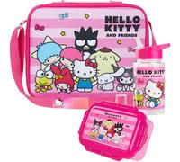 Get Trend Hello Kitty Sanrio Sac Isotherme Repas Boîte à Goûter Gourde Enfant 400ml Set de Déjeuner 3 Pièces Fille Sans BPA École Voyage Pique Nique (Rosa Hello Kitty)
