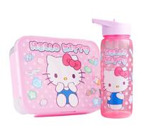 Get Trend Hello Kitty Set Boite Repas et Gourde Enfant Fille, Lave Vaisselle et Micro-ondes Sûre Bento Lunch Box Compartiments et Sans BPA Gourde avec Paille, École ou Pique Nique (Rose Hello Kitty)