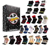 Get Trend Hot Wheels Calendrier de l'Avent 2025 avec 24 Paires Chaussettes Motif pour Garçon, 27-32, Idée Cadeau Original pour Garçon (Noir Hot Wheels)
