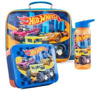 Get Trend Hot Wheels Sac Isotherme Repas Enfant Set, 3 Pcs Bento Lunch Box, Lunch Bag Isotherme et Gourde Sans BPA, Fermeture Eclair, Poignée et Porte Bouteille, Cadeau Garcon (Multi Hot Wheels)