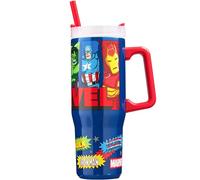 Get Trend Marvel Gobelet Isotherme 920ml, Double Acier Inoxydable Mug Isotherme avec Poignée et Paille, 42H Glace, 12H Froid et 8H Chaud, Sans BPA Gourde Sport
