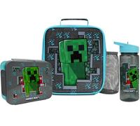 Get Trend Minecraft Sac Isotherme Repas Enfant, Gourde et Boite Bento, Kit Déjeuner de 3 Accessoires Scolaires, Sans BPA, École Voyage Pique Nique (Multi Minecraft)