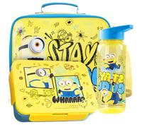 Get Trend Minion Sac Isotherme Repas Enfant Set, 3 Pièces Lunch Bag Isotherme 5L, Bento Boite Repas 2L et BPA Gourde avec Paille 640 ml (Jaune/Bleu Minions)