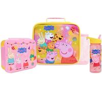 Get Trend Peppa Pig Sac Isotherme Repas Enfant Kit Déjeuner avec Gourde et Boite Bento, Accessoires Scolaires, Sans BPA, École Voyage Pique Nique (Multi Peppa Pig)