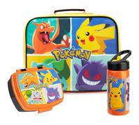 Get Trend Pokemon Lunch Bag Isotherme Enfant Set, 3 Pcs Sac Isotherme Repas 5L, Boite Repas 620ml et Gourde avec Paille 420ml Sans BPA, Fermeture Eclair et Poignée, Cadeau Enfant (Multi Pokemon)