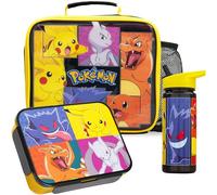 Get Trend Pokemon Sac Isotherme Repas Enfant, 3 Pièces Sac Repas Isotherme 4L, Boite Repas et BPA Gourde avec Paille 600 ml, pour École, Pique Nique ou Sortie, Cadeau Enfant