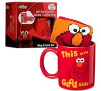 Get Trend Sesame Street Mug et Chaussettes Coffret Cadeau Femme et Ado, Tasse Céramique 340ml et Chaussettes Colorées Cookie Monster et Elmo (Multi Elmo)