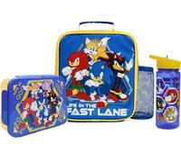 Get Trend Sonic the Hedgehog Sac Isotherme Repas Enfant Kit Déjeuner de 3 avec Gourde et Boite Bento, Sans BPA, École Voyage Pique Nique (Multi Sonic)