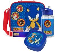 Get Trend Sonic the Hedgehog Set Repas Enfant 3 Pièces Sac Isotherme avec Sangle Boîte à Goûter et Gourde 400ml Sans BPA École Pique nique (Sonic)