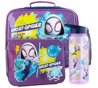 Get Trend Spidey et Ses Amis Sac Isotherme Repas Enfant Set, 3 Pcs Sac Repas Isotherme, Bento Lunch Box et Gourde Sans BPA, Robuste Fermeture Eclair et Poignée Cadeau Fille (Violet/Multi Ghost Spider)