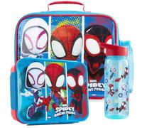Get Trend Spidey et Ses Amis Sac Isotherme Repas Enfant Set, 3 Pièces Lunch Bag Isotherme 5L, Bento Boite Repas 2L et BPA Gourde avec Paille 640 ml (Multi Spidey)