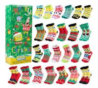 Get Trend SpongeBob SquarePants Calendrier de l'Avent 2026 à 24 Chaussettes | EU 31 à 36, Chaussettes Fantaisie, Doux et Respirant, Compte à Rebours avant Noël, Cadeau Enfants et Ados (Multi SpongeBob)