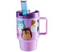 Get Trend Squishmallows Gourde Enfant 500ml avec Paille et Anse, Bouteille Plastique Sans BPA, Gobelet Enfant Réutilisable pour École et Voyages (Lilas Squishmallows)