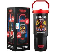 Get Trend Stranger Things Gobelet Isotherme avec Paille et Poignée 850ml, Acier Inoxydable Mug Isotherme Cafe 12H Froid et 5H Chaud Sans BPA Gourde Sport, Bureau ou Travel (Noir/Rouge Stranger Things)