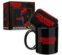 Get Trend Stranger Things Mug et Chaussettes Coffret Homme et Femme, 40-45, Tasse Café ou Thé 315 ml en Céramique, Chaussettes Douces (Rouge/Noir Stranger Things)