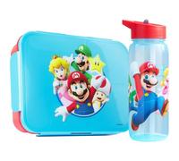 Get Trend Super Mario Bento Lunch Box Garcon et Gourde Air Up Set, 640 ml Gourde Sans BPA avec Paille, Boite a Lunch Enfant 1.75 L avec Compartiments (Multi Super Mario)