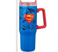 Get Trend Superman Mug Isotherme avec Paille et Anse 940ml, Tasse Thermos Double Paroi Inox, Gobelet de Voyage Chaud & Froid (Bleu Superman)