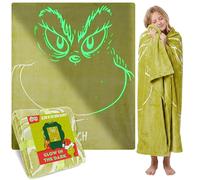 Get Trend The Grinch Couverture Lumineuse Enfant Adulte 130x150cm, Plaid Polaire Doux pour Lit Canapé, Brille dans Le Noir après Exposition à la Lumière (Vert Grinch)