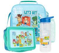 Get Trend Toy Story Set Sac Isotherme Repas Enfant 3 Pièce Boite Repas | Gourde avec Paille 600ml et Lunch Bag Isotherme, Fermeture Eclair et Poigné de Transport Cadeau Enfant (Bleu/Multi Toy Story)