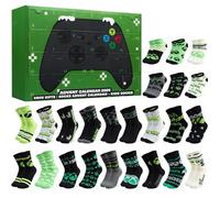 Get Trend Xbox Calendrier de l'Avent 2025 avec 24 Paires Chaussettes Motif pour Garçon et Ado, 35-40, Idée Cadeau Original pour Lui (Vert Xbox)