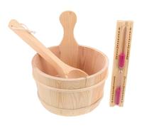 GETAJGHSD Kit de Seau de Sauna en Bois 4l avec Louche et Poignée Robuste, Facile à Transporter, pour L'arrosage en Jardin et Usage en Extérieur