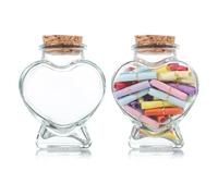 GETAJGHSD Lot de 2 Bocaux en Verre 50ml de Vase Coeur avec Bouchon Liège, Décoratif et Multifonction pour DIY et Décoration de Bureau