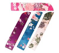 GETAJGHSD Lot de 4 Pochettes de Protection en Tissu Satiné pour Éventail Pliant, Style Japonerie, Couleurs Assorties, Étuis de Transport pour Éventail de Poche, Accessoires D’emballage