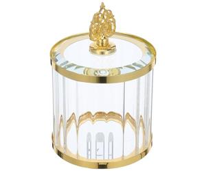 GETAJGHSD Pot Hermétique en Cristal Doré S, Bocal Multifonction pour Snacks, Rangement Maquillage et Thé, Boîte Décorative pour Bureau, Maison et Déplacements