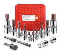 GETLITOOL Jeu de Douilles TX 15PCS Torx T10-T60 Acier Allié S2 Profi Douilles Bit Set Adaptateur pour ynamométrique Foret Cliquet