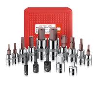 GETLITOOL Jeu de Douilles TX 15PCS Torx T10-T60 Acier Allié S2 Profi Douilles Bit Set Adaptateur pour ynamométrique Foret Cliquet (15PCS_Hex H2,5-H14)