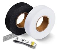 GETRICH 2 Pcs Ourlet Thermocollant 64m x 20mm Bande Thermocollante Ourlet Bande D'ourlet Lavable Ruban Thermocollant Sans Couture avec Ruban à Mesurer pour Vetement Textile Rideaux Blanc et Noir
