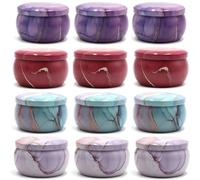 GETSTREE Boîtes à Bougies avec couvercles, 12 pièces, bocaux vides de 4oz, Kit Fabrication, étui Rangement for épices sèches et Bonbons(Color Mixed)