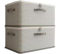 Gettimore Boîte de rangement pliable lavable de grande capacité en tissu anti-poussière avec poignées renforcées pour l'organisation de la maison, beige et gris D